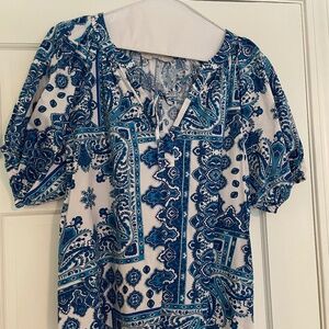 Loft - blue and white floral blouse. size L